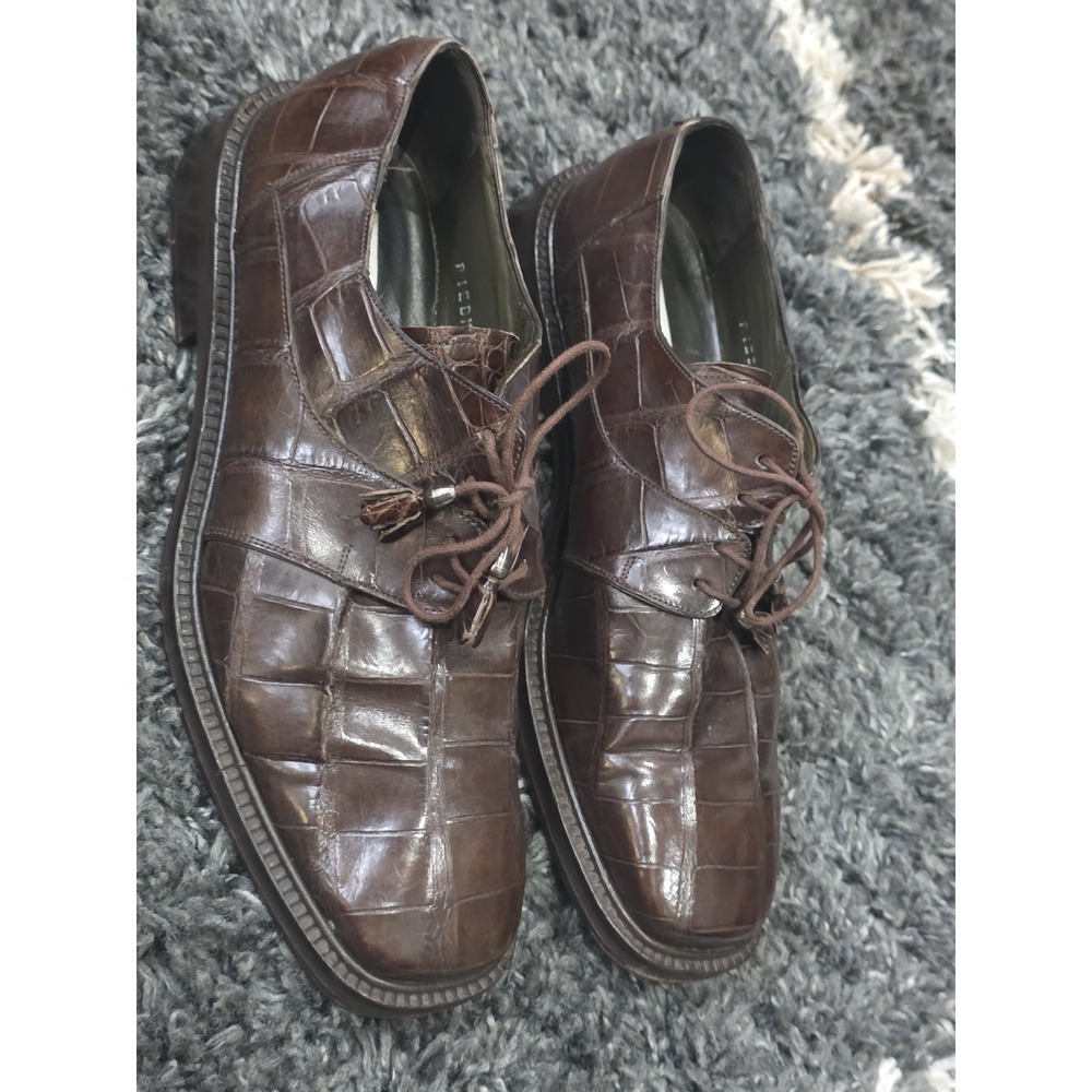 Mezlan Platinum Piedmont Alligator Brown Leather Oxfords Men's Shoes Sz 8.5M